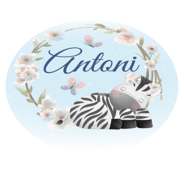 Tappeto vinile bebé cucciolo di zebra con nome - TenStickers
