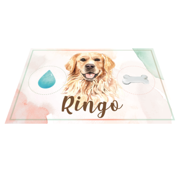 Tappeto in vinile nome Golden Retriever acqua e cibo - TenStickers