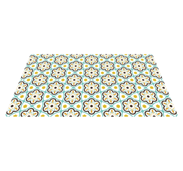 Tappeto PVC cucina piastrelle idrauliche floreale - TenStickers