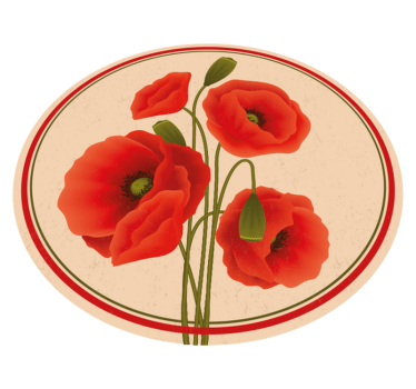 Tappeto in vinile con fiori e piante papaveri rossi - TenStickers