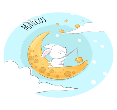 Tappeto vinile con nome pesca al chiaro di luna - TenStickers