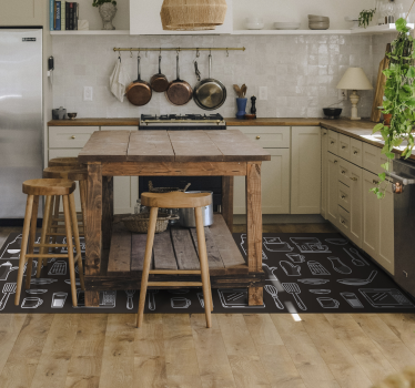 Tappeto in vinile cucina moderno con utensili - TenStickers
