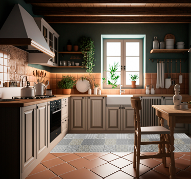 Tappeto in vinile cucina con piastrelle in stile marocchino - TenStickers