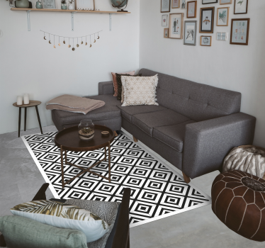 Tappeto vinile geometrico diamanti neri e bianchi - TenStickers