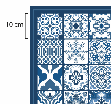 Tappeto vinile piastrelle classici motivi blu - TenStickers