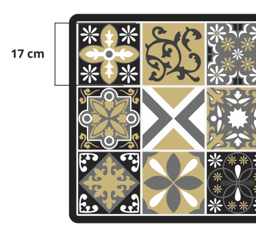 Tappeto in vinile cucina piastrelle patch oro e argento - TenStickers