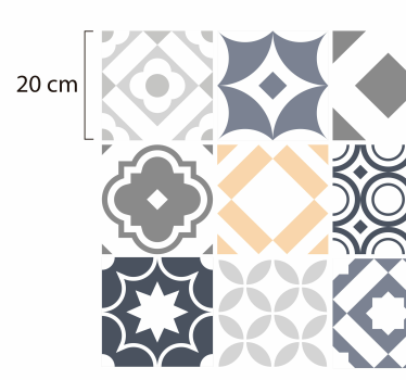 Tappeto in vinile con piastrelle idrauliche di grigio e beige - TenStickers