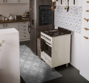 Tappeto pvc cucina piastrelle idrauliche grigie - TenStickers