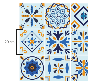 Tappeto vinile cucina modello di piastrelle sfondo blu - TenStickers