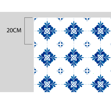 Tappeto vinile piastrelle motivi floreali blu - TenStickers