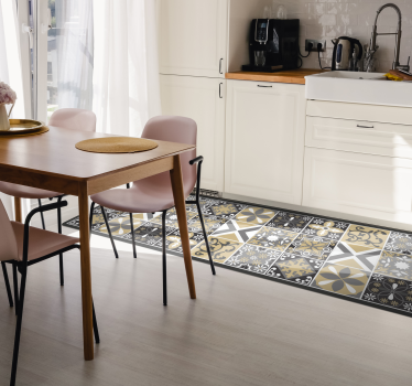 Tappeto in vinile cucina piastrelle patch oro e argento - TenStickers