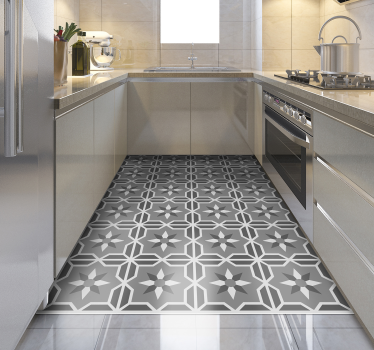 Tappeto in vinile cucina geometrico sfondo grigio - TenStickers