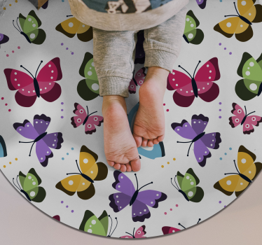 Tappeto in vinile animali farfalle rotonde - TenStickers