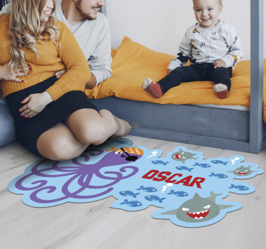 Tappeto in vinile animali polpo pirata - TenStickers