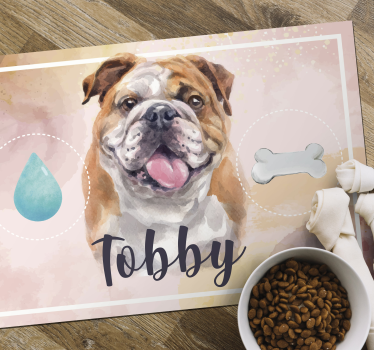 Tappeto in vinile nome Bull Dog acqua e cibo - TenStickers