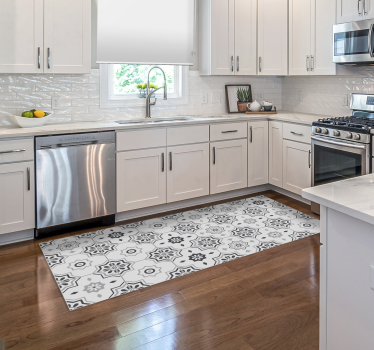 Tappeto vinile cucina con piastrelle pantone grigio - TenStickers