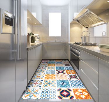 Tappeto pvc cucina piastrelle idrauliche portoghesi - TenStickers