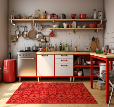 Tappeto in vinile cucina piastrelle rosse - TenStickers