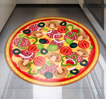 Tappeto in vinile forma rotonda Pizza italiana - TenStickers