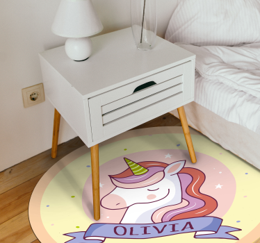 Tappeto in vinile nome unicorno con nome personalizzabile - TenStickers