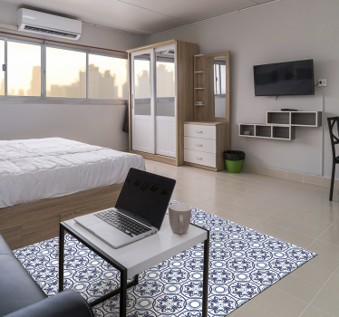 Tappeto in vinile per camera da letto di piastrelle blu chiaro - TenStickers