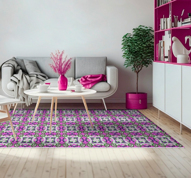 Tappeto in vinile piastrella idraulica rosa - TenStickers