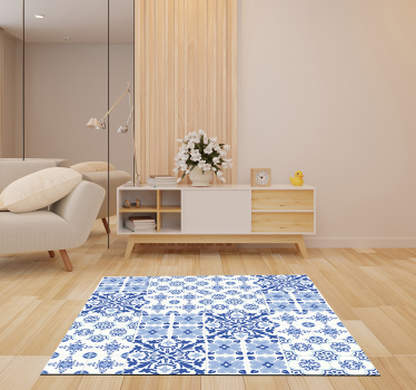 Tappeto vinile piastrelle effetto piastrella blu - TenStickers