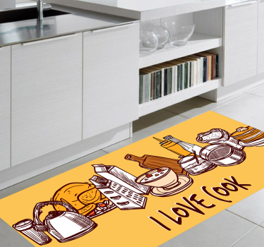 Tappeto pvc cucina adoro cucinare - TenStickers