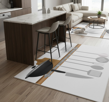 Tappeto pvc cucina asciugapiatti con piatti e ciotole - TenStickers