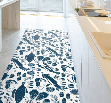 Tappeto in vinile cucina con motivo marino - TenStickers
