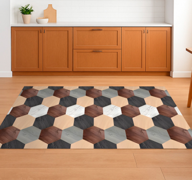 Tappeto pvc cucina esagoni di legno misto - TenStickers