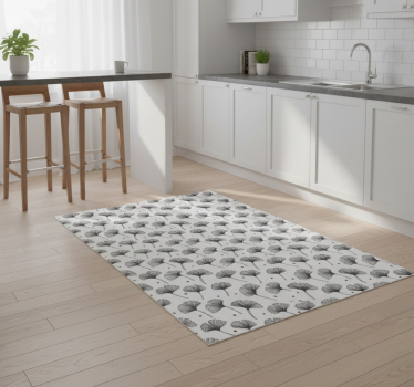 Tappeto pvc cucina foglie di ginkgo bianco - TenStickers