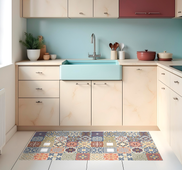 Tappeto in vinile cucina piastrelle multicolore - TenStickers