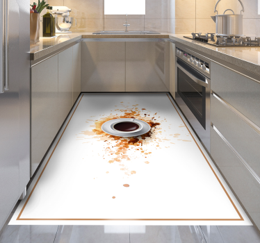 Tappeto pvc cucina illusione del caffè versato - TenStickers