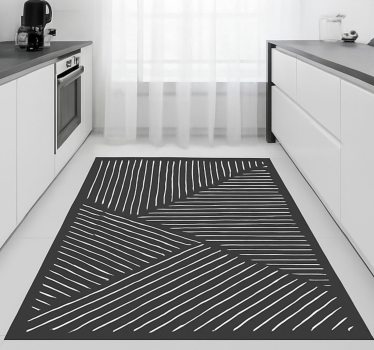 Tappeto pvc cucina linee ondulate bianche - TenStickers