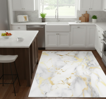 Tappeto pvc cucina marmo bianco venato oro - TenStickers