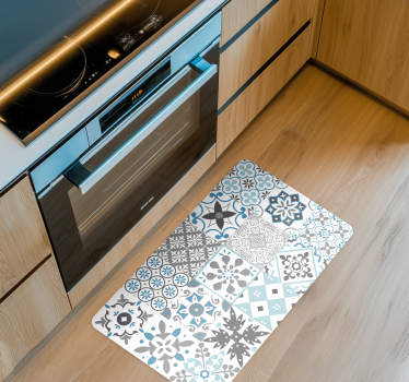 Tappeto in vinile cucina mosaico blu - TenStickers