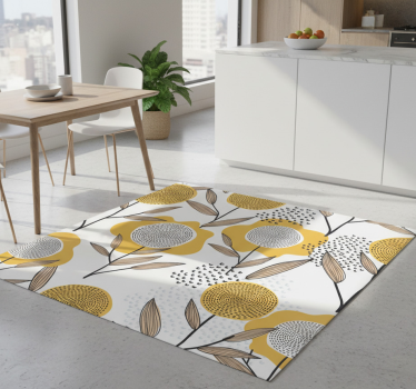 Tappeto pvc cucina motivo floreale astratto giallo - TenStickers