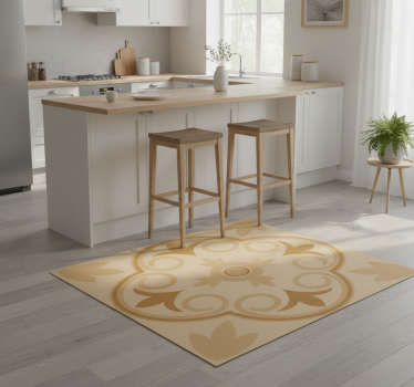 Tappeto pvc cucina motivo floreale beige vintage - TenStickers