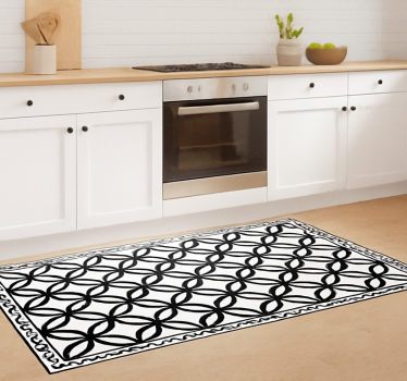 Tappeto pvc cucina nero bianco ornato - TenStickers