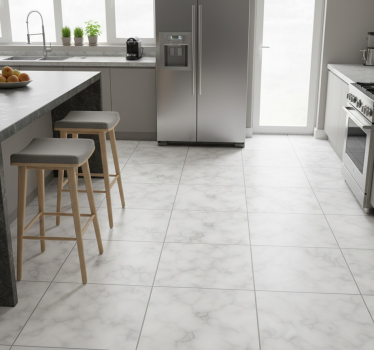 Tappeto pvc cucina piastrella marmo bianco quadrata - TenStickers