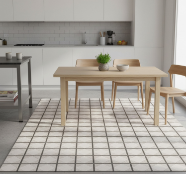Tappeto pvc cucina piastrelle astratte minimaliste bianche - TenStickers