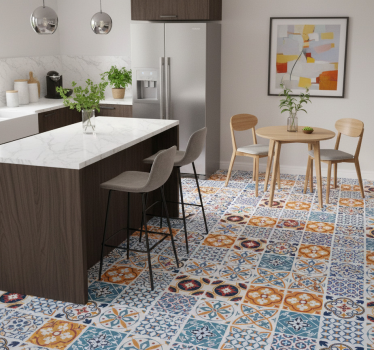 Tappeto pvc cucina piastrelle in cemento sevrinia - TenStickers