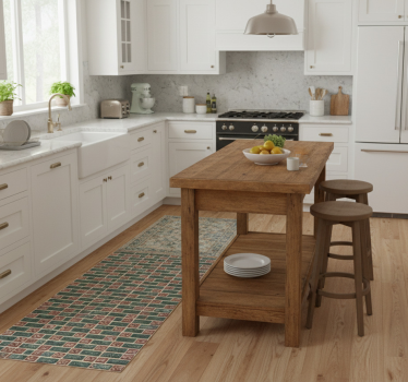 Tappeto pvc cucina piastrelle in mattoni semplici - TenStickers