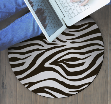 Tappeto rotondo in vinile stampa animalier stile zebra - TenStickers