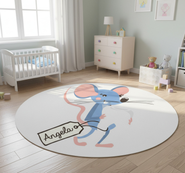 Tappeto vinile animali topo blu con nome - TenStickers
