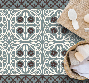 Tappeto vinile bagno disposizione di elementi floreali - TenStickers