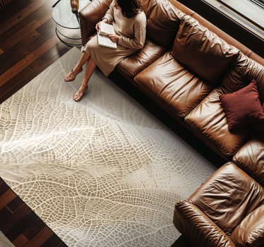 Tappeto vinile beige foglie minimaliste - TenStickers