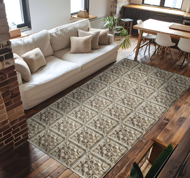 Tappeto vinile beige piastrelle antiche - TenStickers