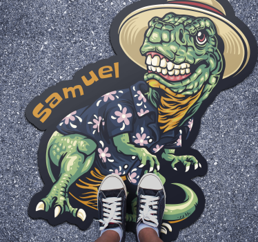 Tappeto vinile con nome abbigliamento da vacanza dinosauri - TenStickers